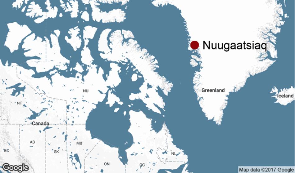 Die grönländische Westküste mit der Ortschaft Nuugaatsiaq. Die Baffin Bay und die Davisstrasse trennen Grönland und Kanada. Doch viele Bewohner auf beiden Seiten haben starke Verbindungen zueiander.